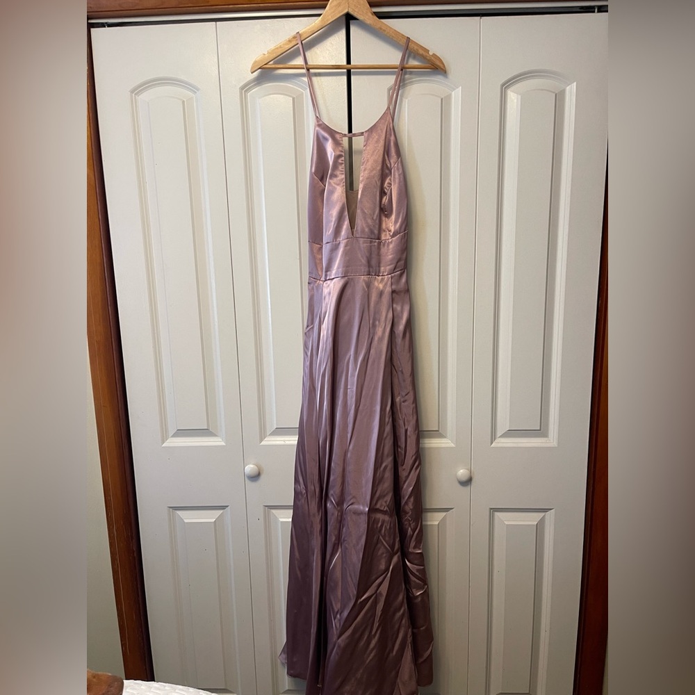 Elegant Mauve Silk Bridesmaid Dress